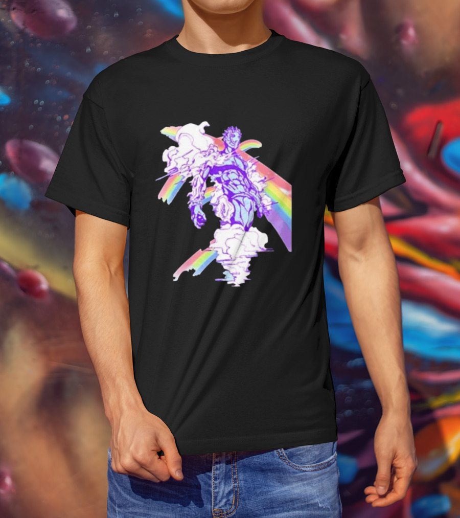 Hoshipieces Weather 9oz Manga Style Purple Cloud Man With Rainbow Elements T-Shirt
