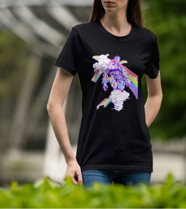 Hoshipieces Weather 9oz Manga Style Purple Cloud Man With Rainbow Elements T-Shirt