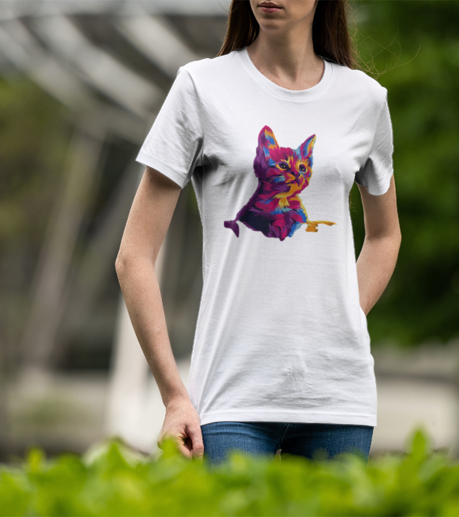 Kitten Colorful Art For Cat Lovers T-Shirt