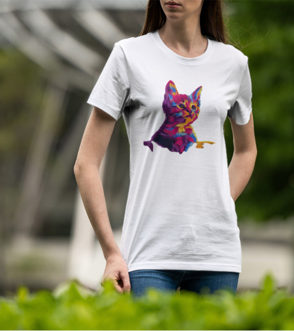 Kitten Colorful Art For Cat Lovers T-Shirt