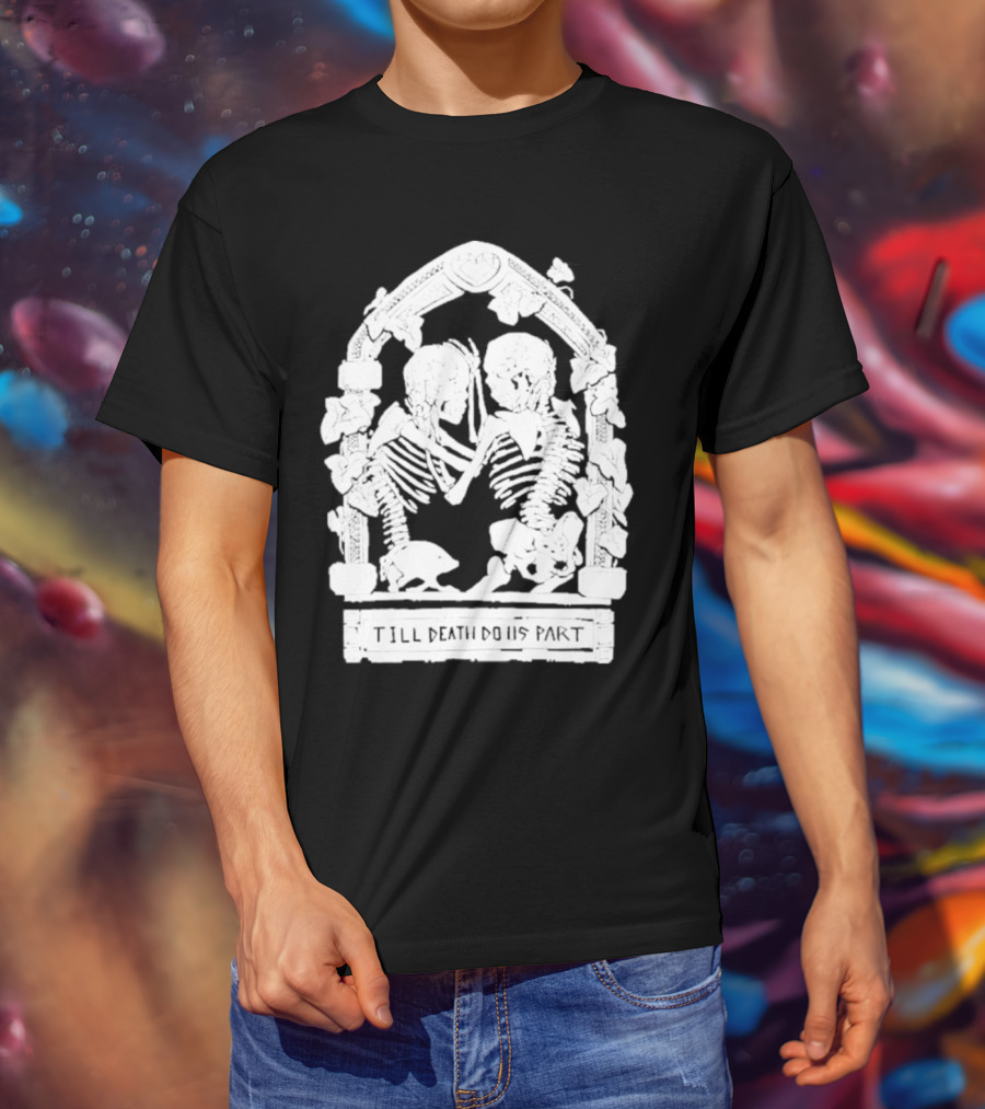 Till Death Do Us Part Skeleton Gothic Arch Motif T-Shirt