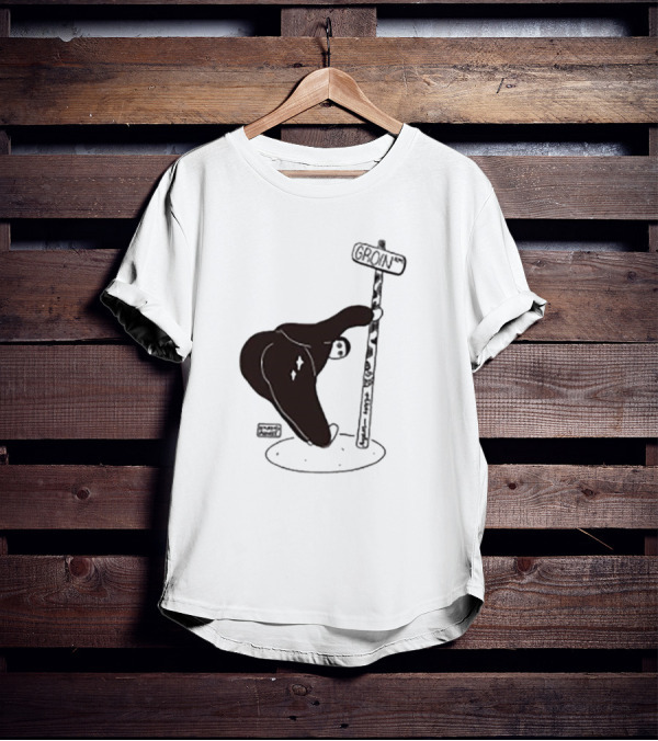 Groin Street Sign With Bandaged Steak Character By Rpwp T-Shirt