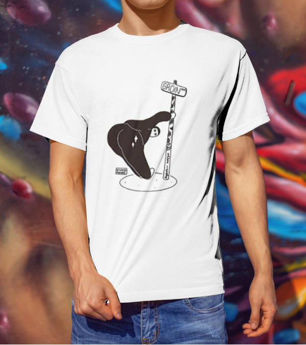 Groin Street Sign With Bandaged Steak Character By Rpwp T-Shirt