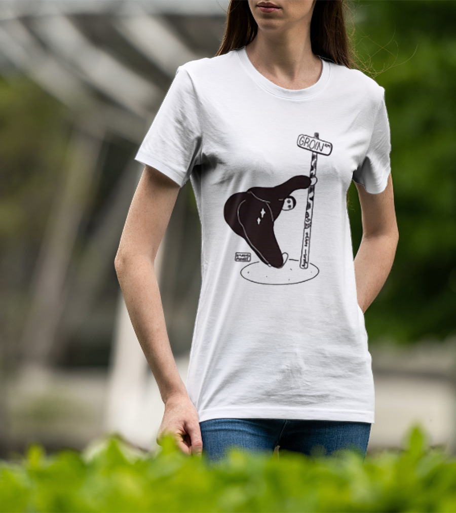 Groin Street Sign With Bandaged Steak Character By Rpwp T-Shirt