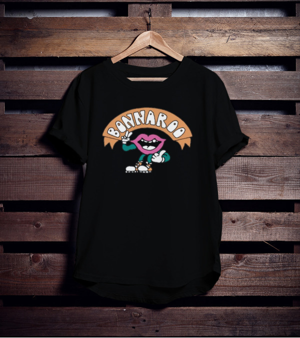 Bonnaroo Pink Lip Mascot Peace Sign And Thumbs Up T-Shirt