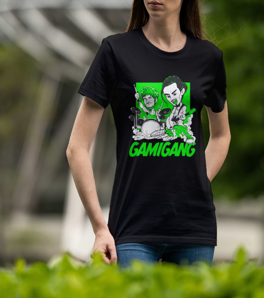 Gami Gang Origami Angel Anime Drummer Guitarist Duo T-Shirt