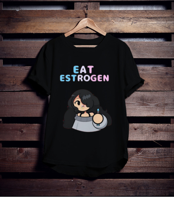 Eat Estrogen Cartoon Character Holding Syringe T-Shirt