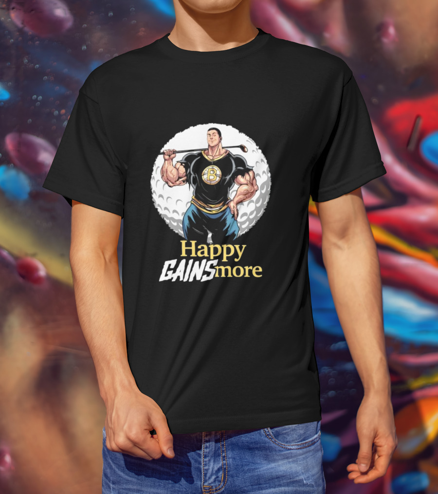 Nick Walker Happy Gainsmore Muscular Cartoon Character With Golf Club T-Shirt