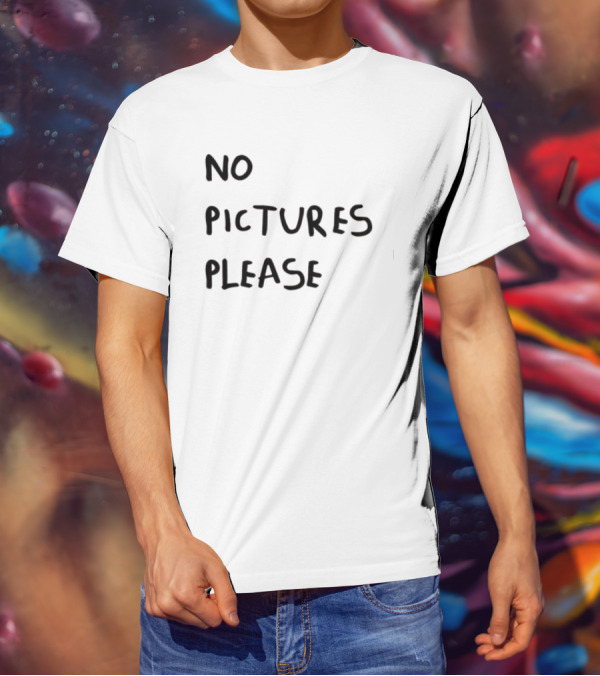 No Pictures Please Statement Black Font T-Shirt