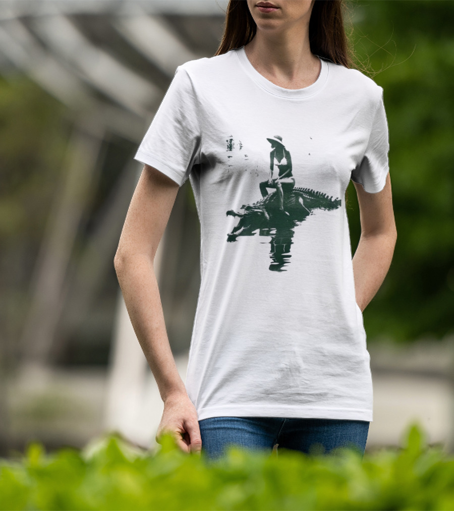 El Cocodrilo Girl In Swimwear Riding Crocodile Iconic Adventure T-Shirt