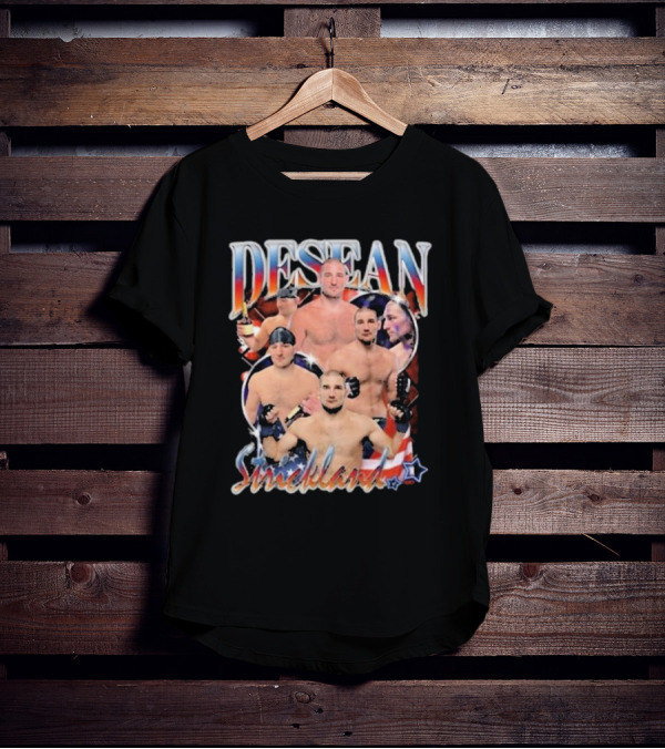 Desean Strickland Patriotic MMA Fighter Collage T-Shirt