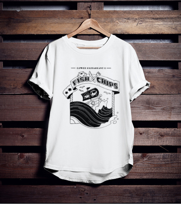 Jwri Restaurant Fish Chips Boat Adventure Waves T-Shirt