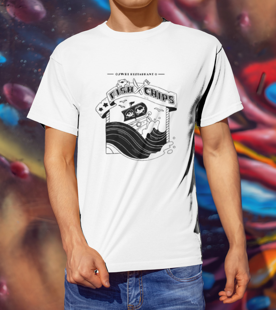 Jwri Restaurant Fish Chips Boat Adventure Waves T-Shirt