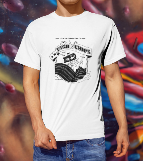 Jwri Restaurant Fish Chips Boat Adventure Waves T-Shirt