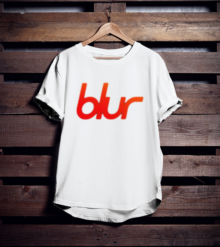 Blur Red-Orange Text Navy Blue T-Shirt