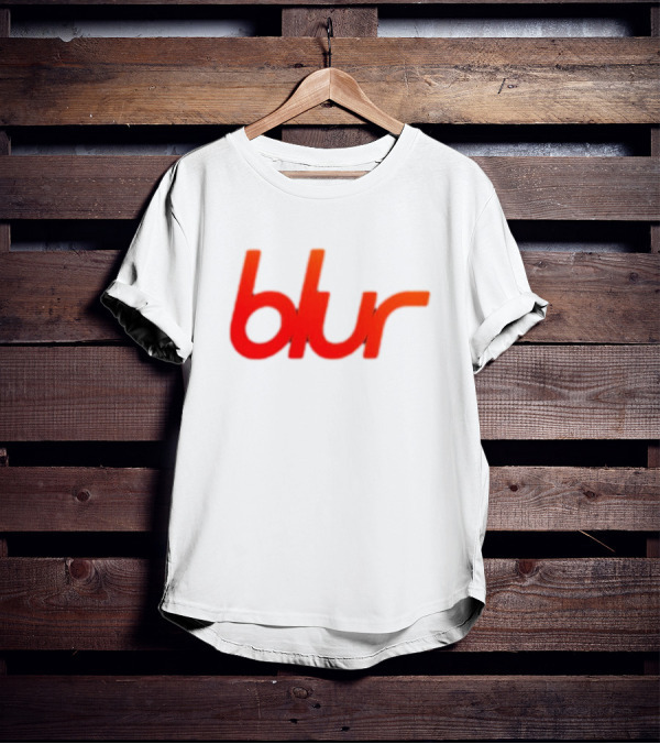 Blur Red-Orange Text Navy Blue T-Shirt