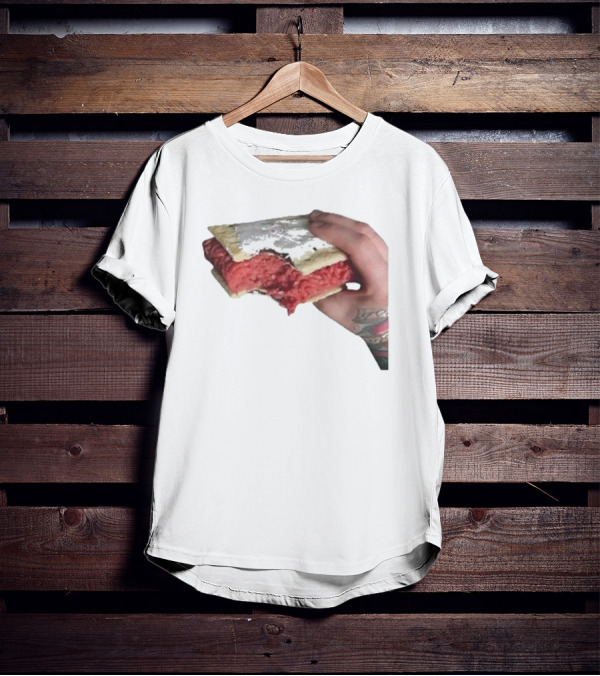 Man Holding Uncooked Meat Sandwich With Tattoos T-Shirt