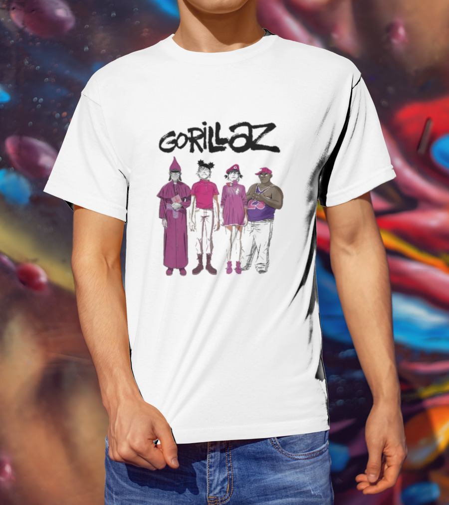 Gorillaz Cracker Island Group Art Standing Characters T-Shirt