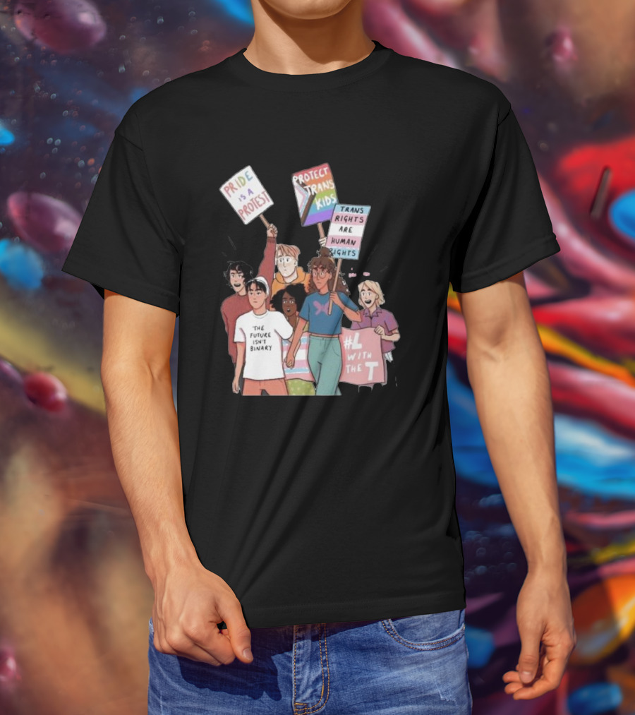Heartstopper Pride Protest The Future Isn't Binary Protect Trans Kids Rights T-Shirt