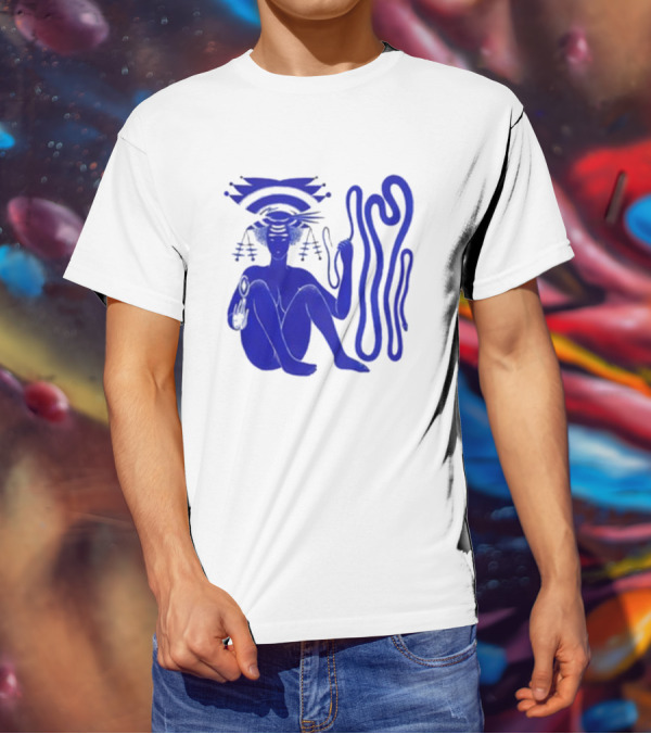 Hiatus Kaiyote Love Heart Cheat Code Abstract Blue Figure With Spiral Elements T-Shirt