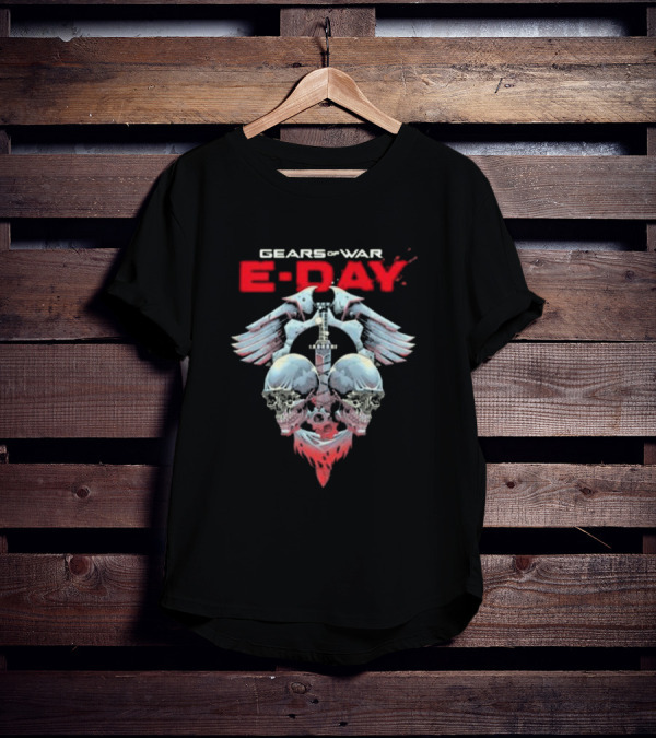 Gears Of War E-Day Skulls And Weaponry Design By Luke Preece T-Shirt