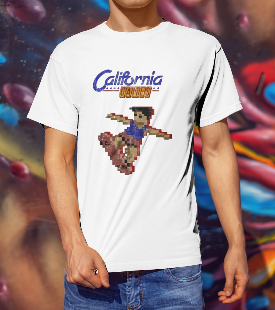 California Games Pixelated Skateboarding Retro Gaming T-Shirt