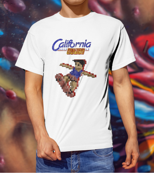 California Games Pixelated Skateboarding Retro Gaming T-Shirt