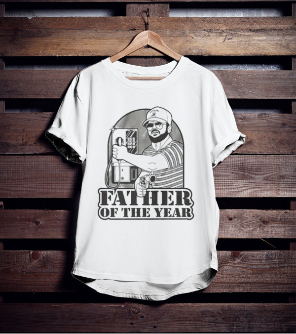 Father Of The Year Payphone Striped Shirt Beard Glasses Hat T-Shirt