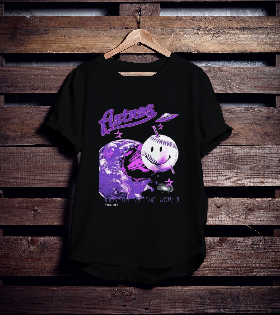 Astros Houston Cosmic Baseball World Space City Iconic Smiley Planetary Galaxy T-Shirt