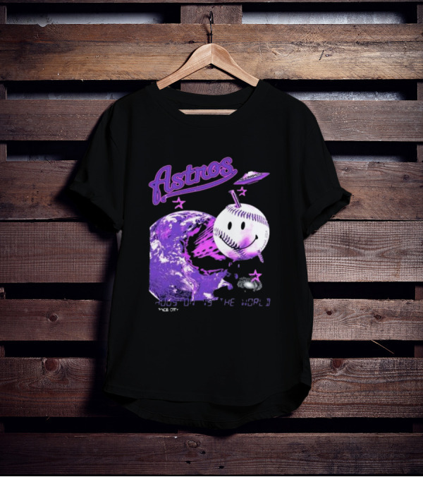 Astros Houston Cosmic Baseball World Space City Iconic Smiley Planetary Galaxy T-Shirt