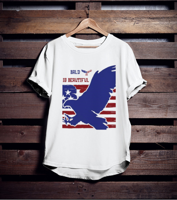 Bald Is Beautiful American Flag Eagle Stars Stripes T-Shirt