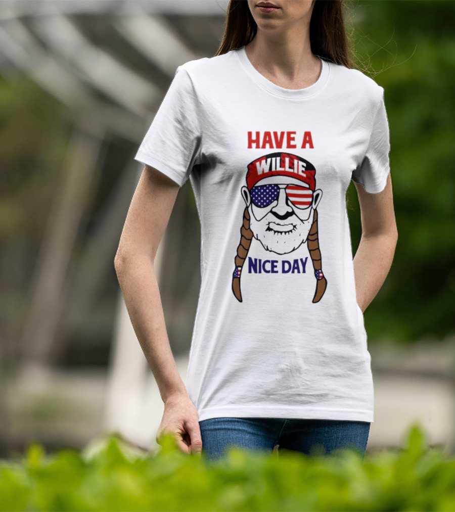 Have A Willie Nice Day USA Bandana Sunglasses Braids T-Shirt
