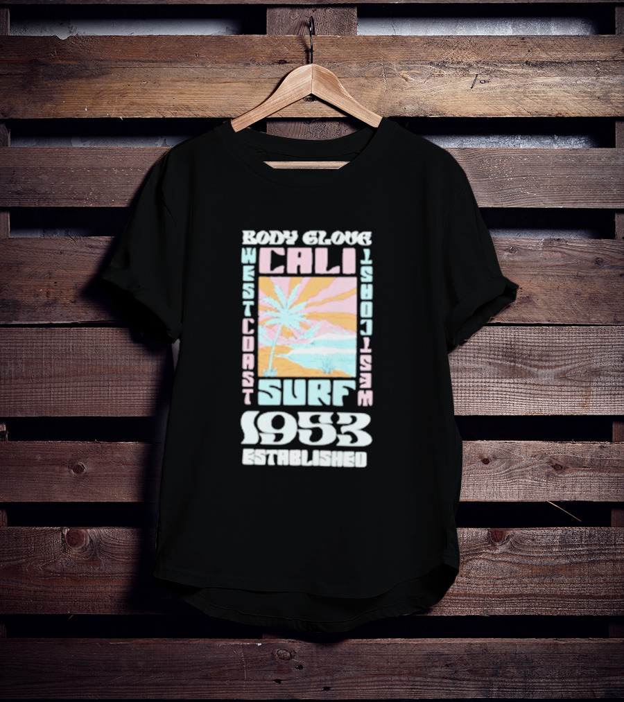 Body Glove Cali Surf 1953 Established West Coast Retro Palm Tree Ocean Waves T-Shirt