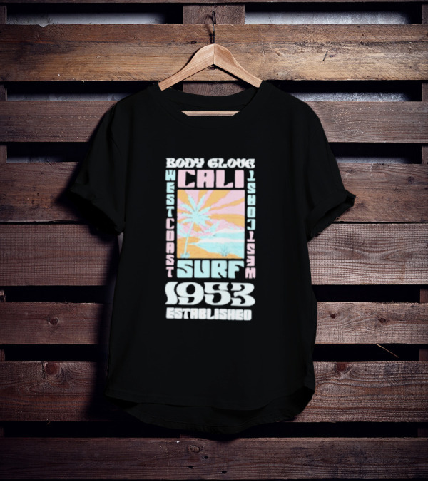 Body Glove Cali Surf 1953 Established West Coast Retro Palm Tree Ocean Waves T-Shirt