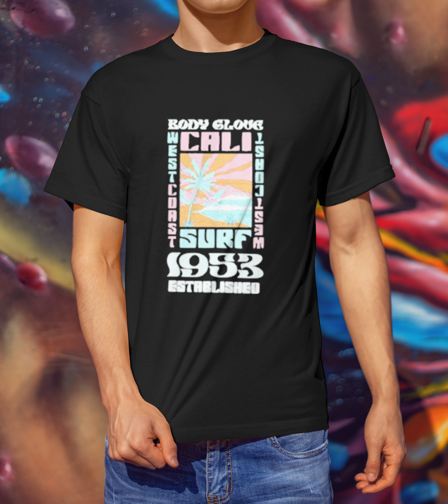 Body Glove Cali Surf 1953 Established West Coast Retro Palm Tree Ocean Waves T-Shirt