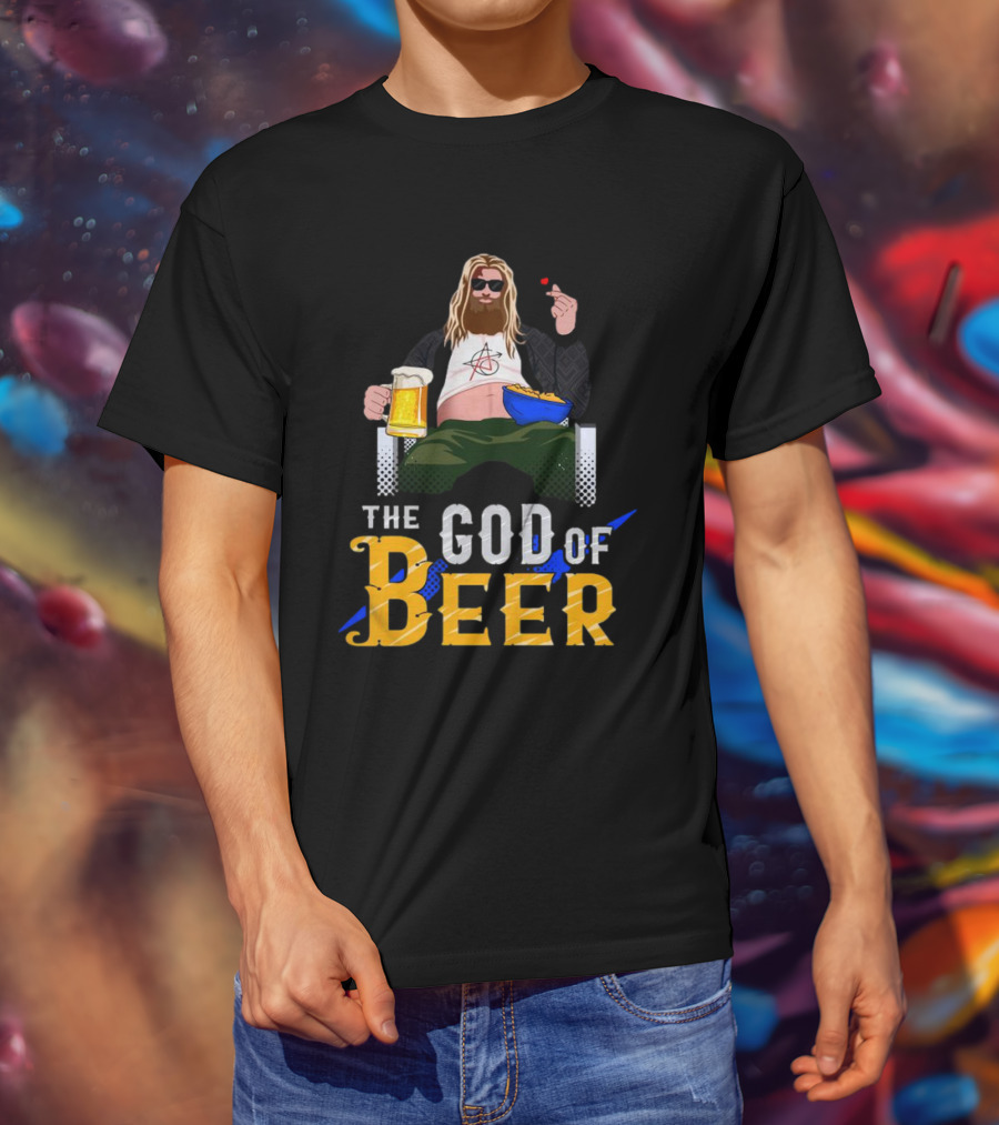 The God Of Beer Fat Thor With Sunglasses And Beer Mug T-Shirt