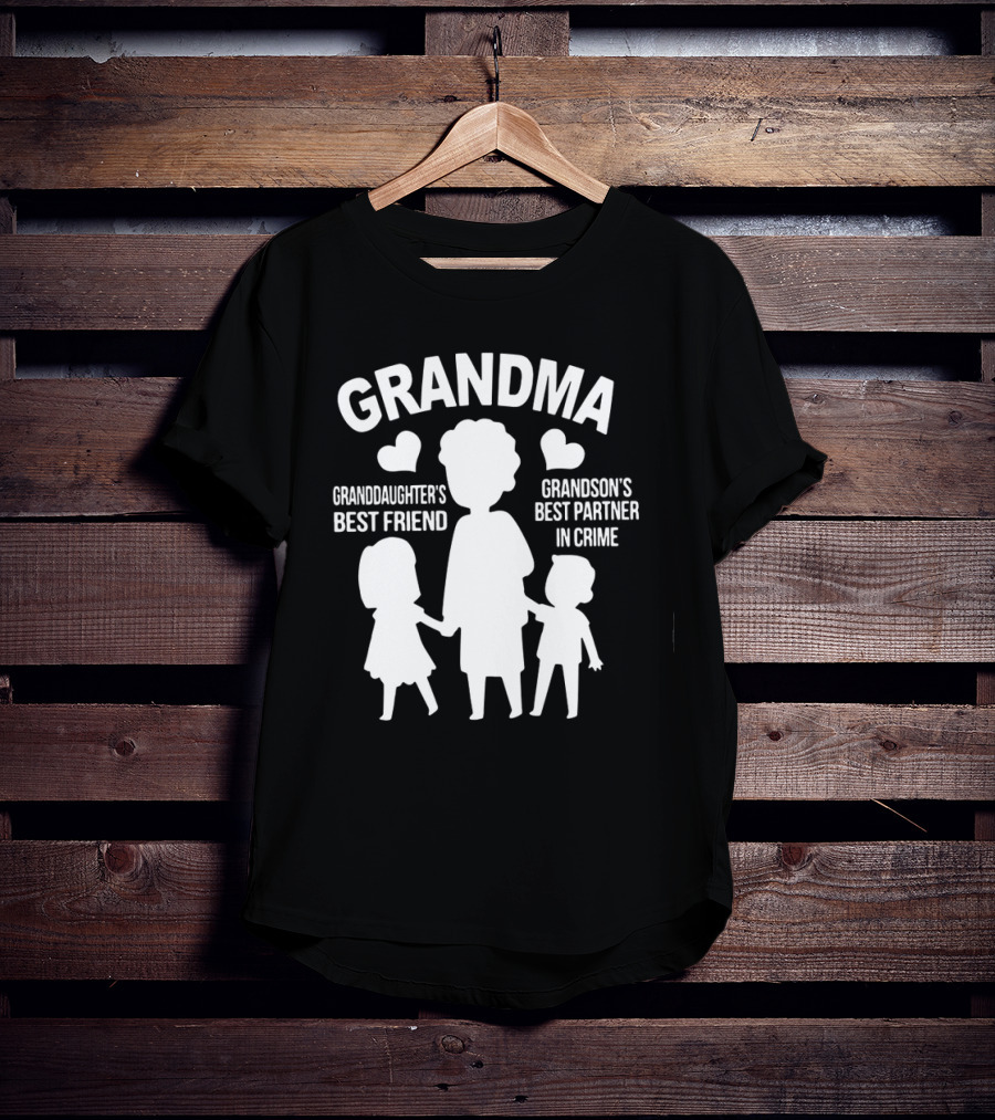 Grandma Granddaughter's Best Friend Grandson's Best Partner In Crime Hearts T-Shirt
