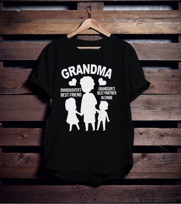 Grandma Granddaughter's Best Friend Grandson's Best Partner In Crime Hearts T-Shirt