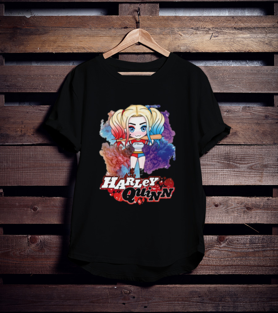Harley Quinn Birds Of Prey Chibi Colorful Background T-Shirt