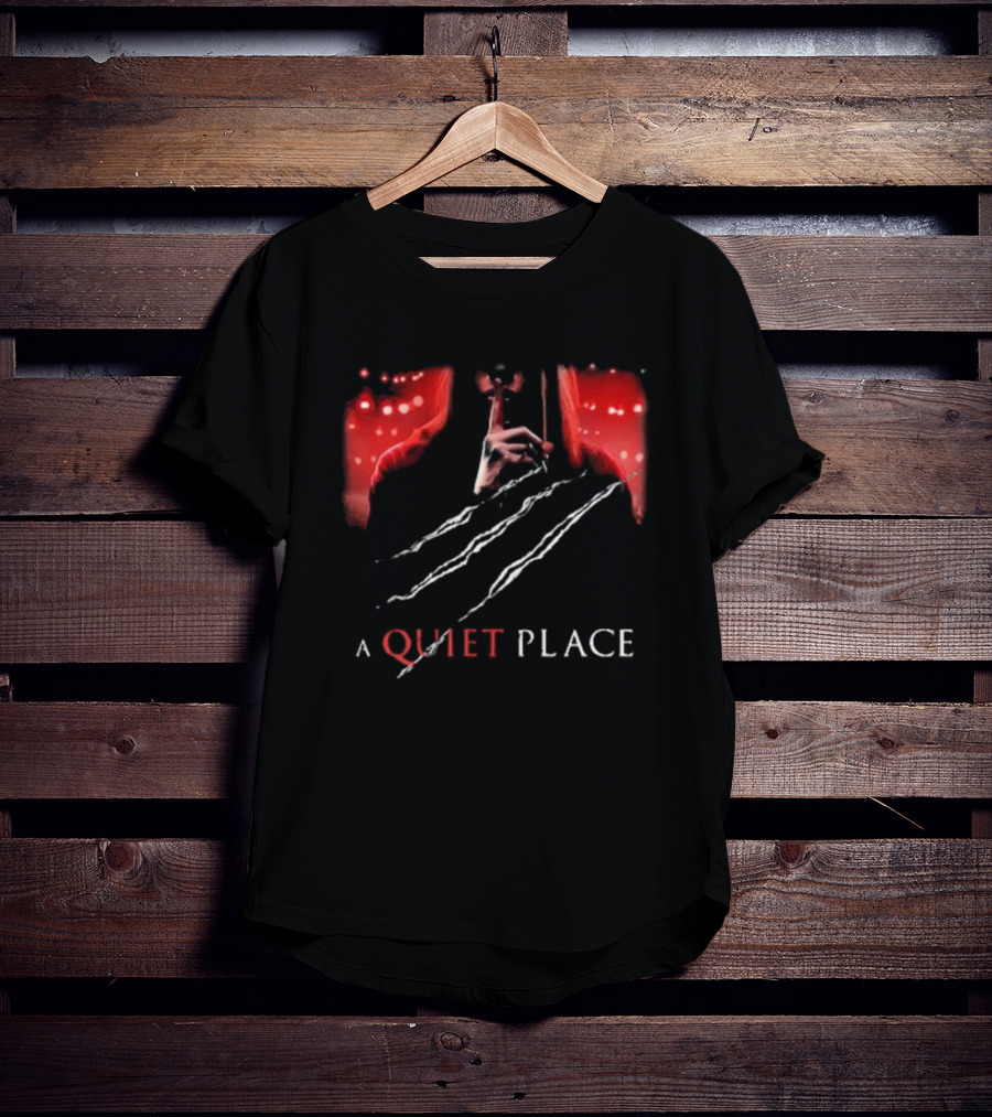 A Quiet Place Red Intensity Shushing With Scratches T-Shirt