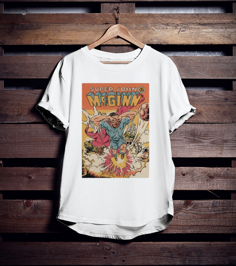 Super John McGinn Flying Hero Soccer Explosion Action Comic T-Shirt