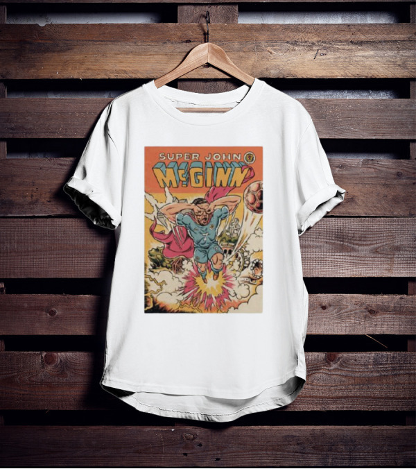Super John McGinn Flying Hero Soccer Explosion Action Comic T-Shirt
