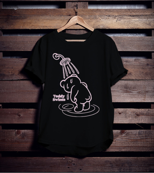Teddy Swims Bear Under Shower Sad Broken Heart T-Shirt