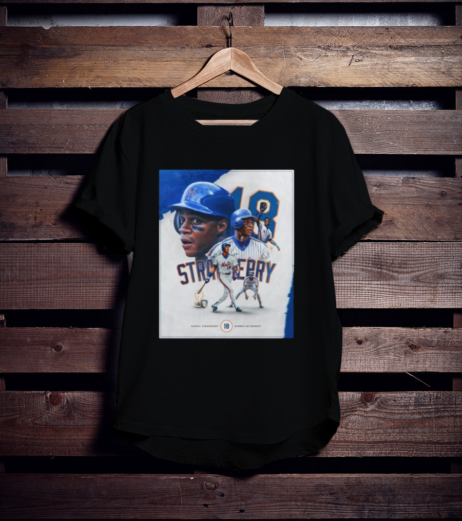 Darryl Strawberry Mets 18 Number Retirement Celebration With Iconic Baseball T-Shirt