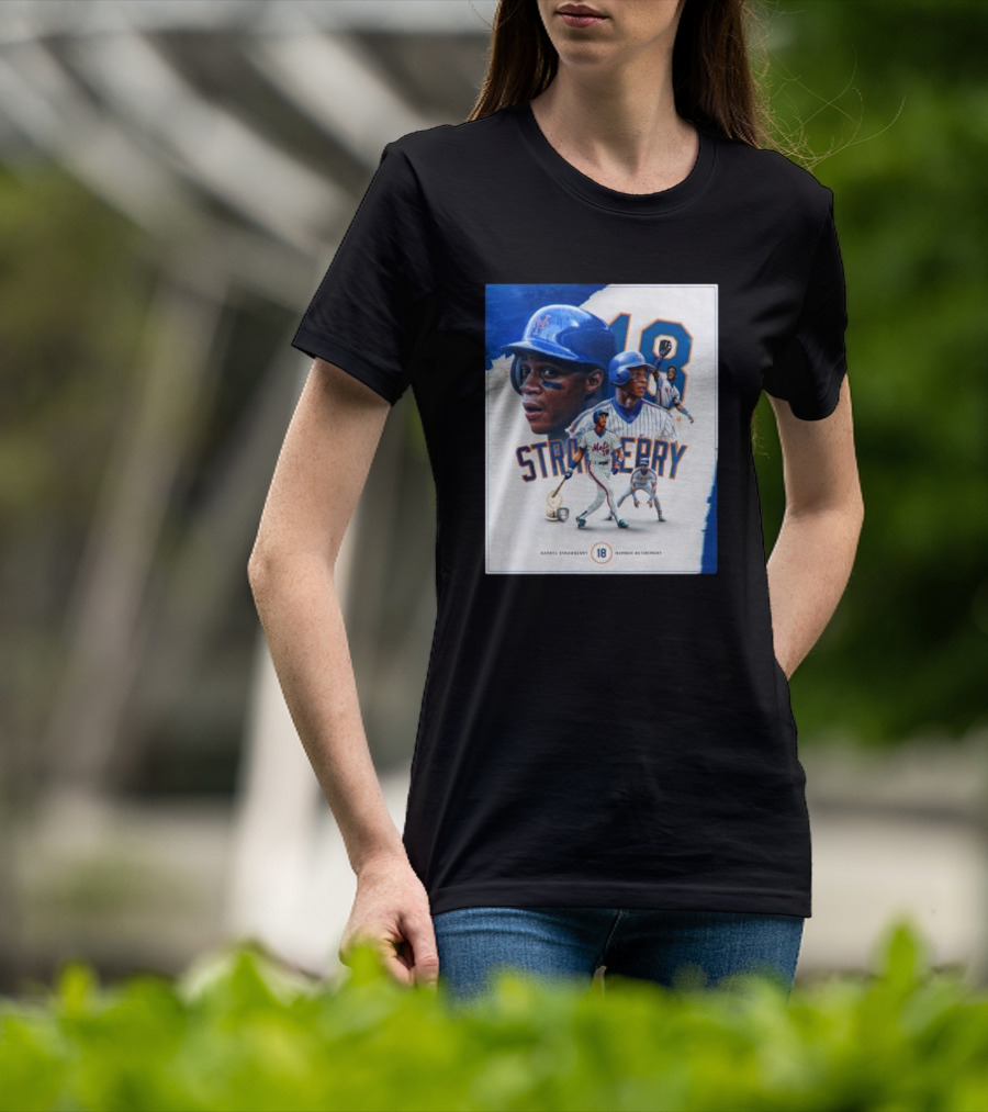 Darryl Strawberry Mets 18 Number Retirement Celebration With Iconic Baseball T-Shirt