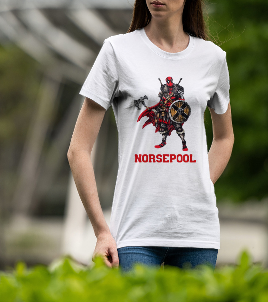 Deadpool Norsepool Viking Warrior With Axe And Shield T-Shirt