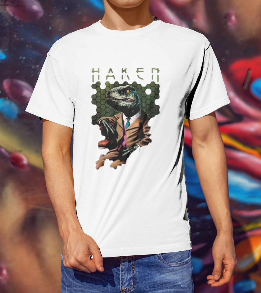 Haken Raptor Sophisticated Dinosaur In Suit T-Shirt