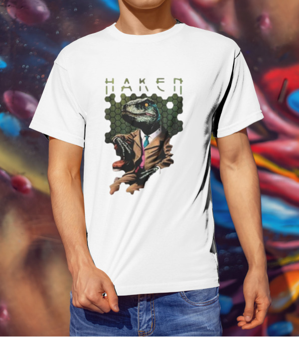 Haken Raptor Sophisticated Dinosaur In Suit T-Shirt