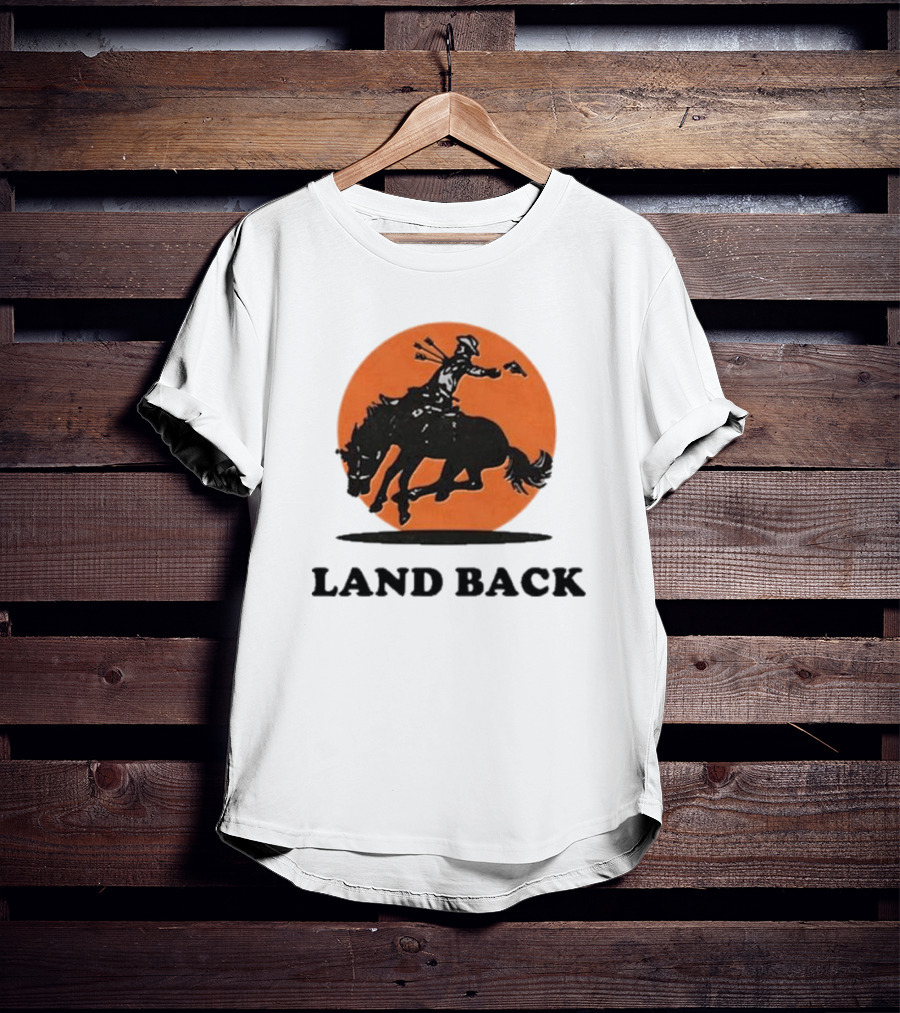 Krime Land Back Cowboy Silhouette With Orange Circle T-Shirt