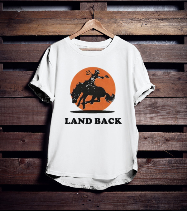 Krime Land Back Cowboy Silhouette With Orange Circle T-Shirt